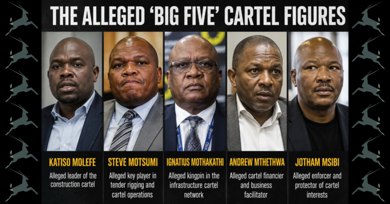 Faces of the “Big Five”: Madlanga Commission unmasks alleged cartel accused of capturing SA’s police and politics